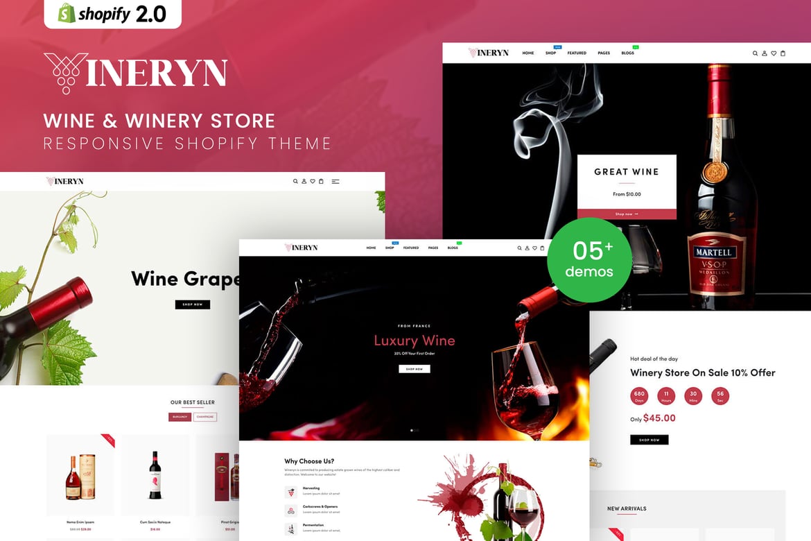 Wineryn - адаптивная тема Shopify для винодельни и винодельни
