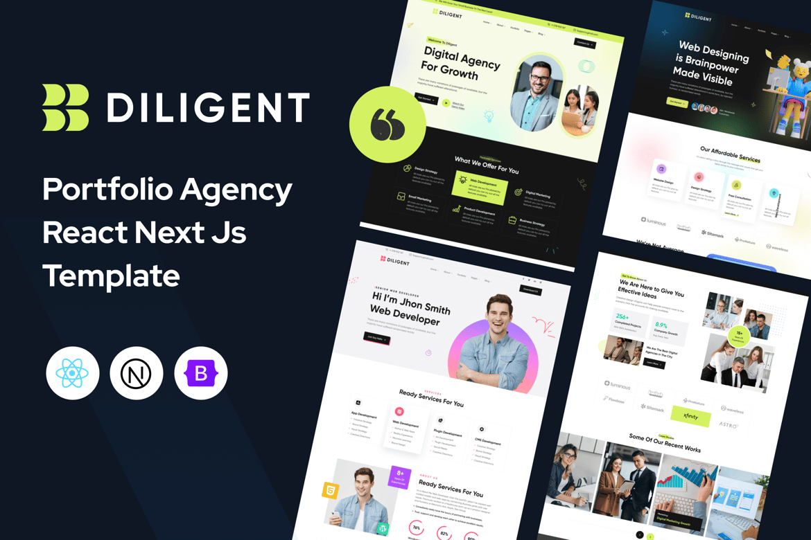 Diligent - Шаблон Next Js «Агентство и Портфолио»