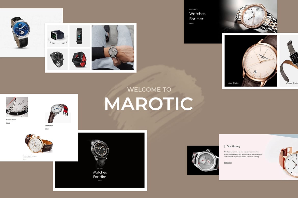 Marotic — минималистичная и чистая тема Shopify для часов