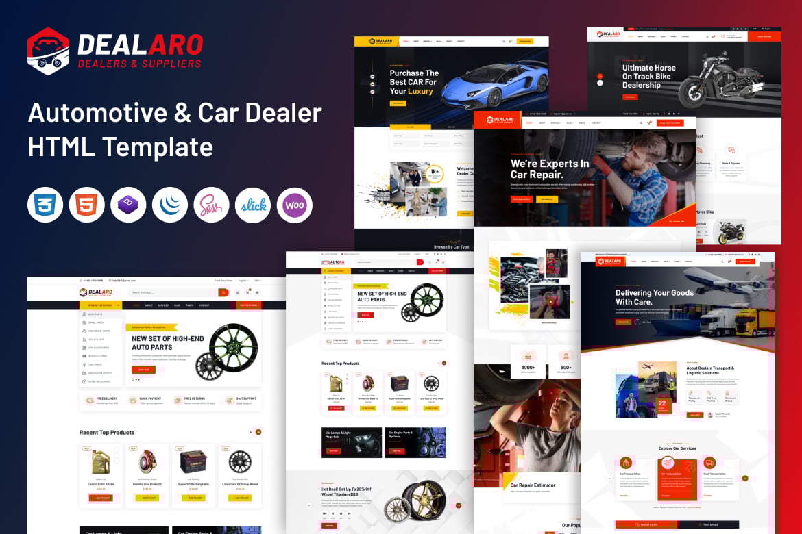 Dealaro - HTML-шаблон для автосалонов и автосалонов
