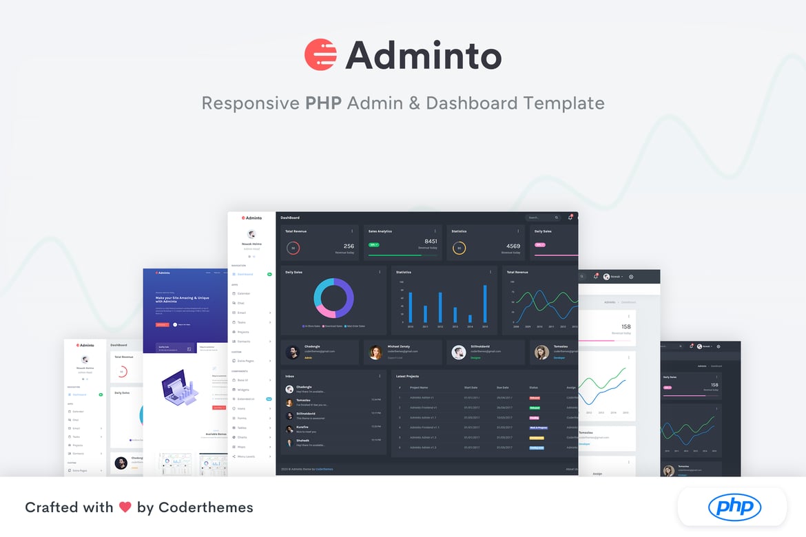 Adminto - Шаблон панели управления администратора PHP