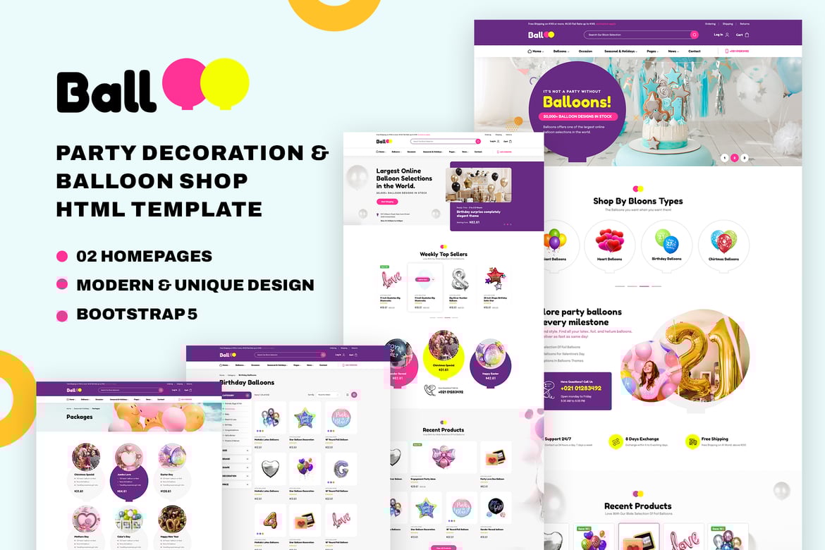 Balloo | HTML-шаблон магазина воздушных шаров для вечеринок