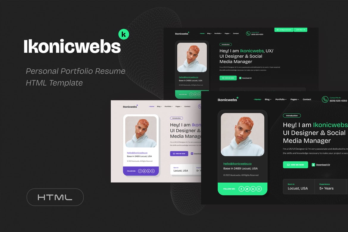 Ikonicwebs - Шаблон резюме для личного портфолио