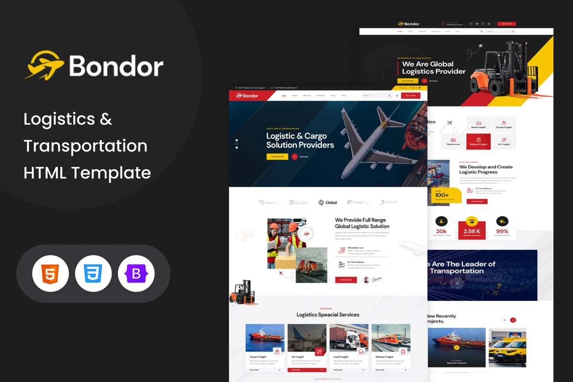 Bondor - HTML-шаблон для логистики и транспорта