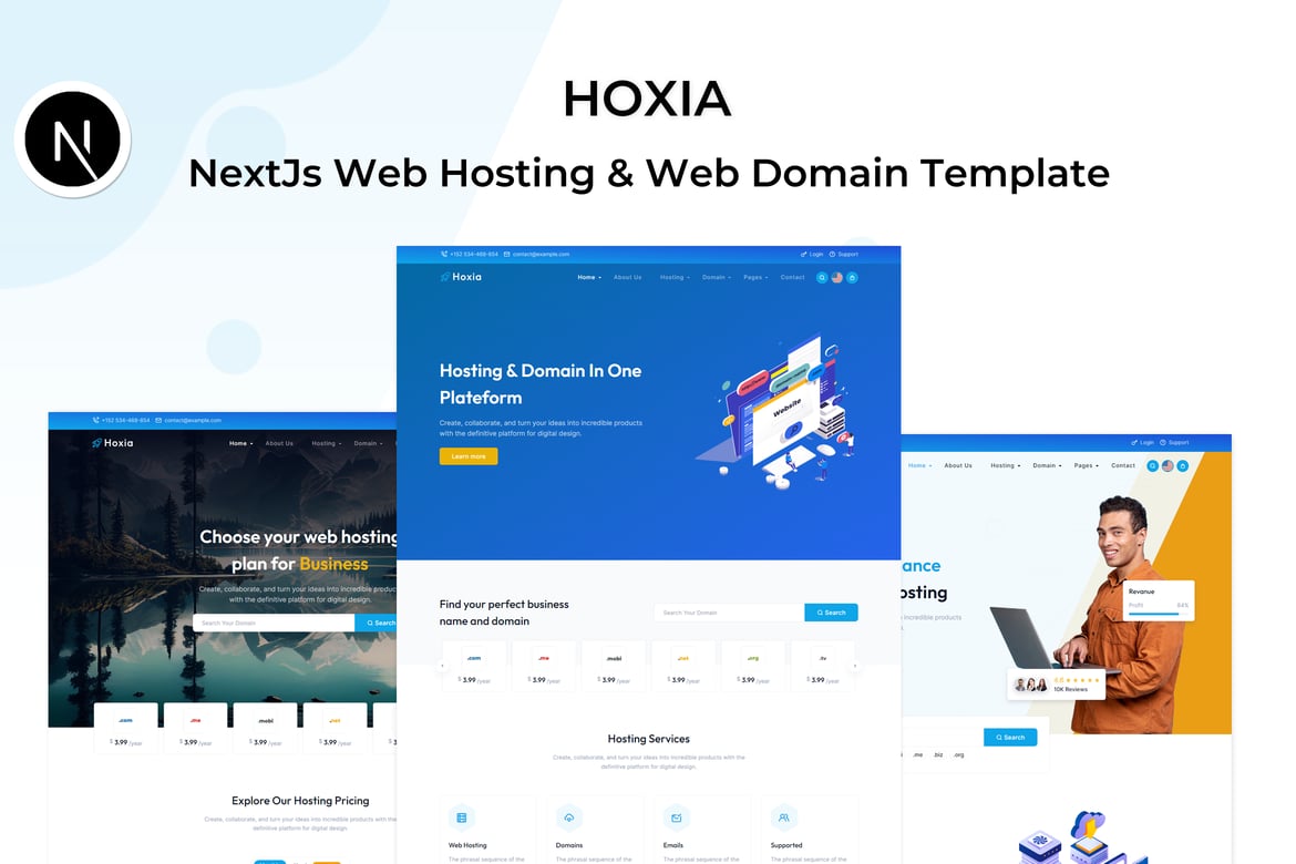 Hoxia - Шаблон веб-хостинга и веб-домена NextJS