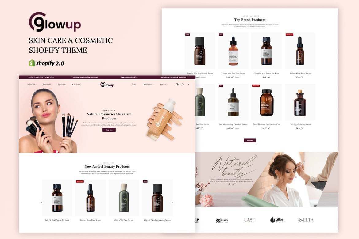 Glowup - тема Shopify для магазина красоты