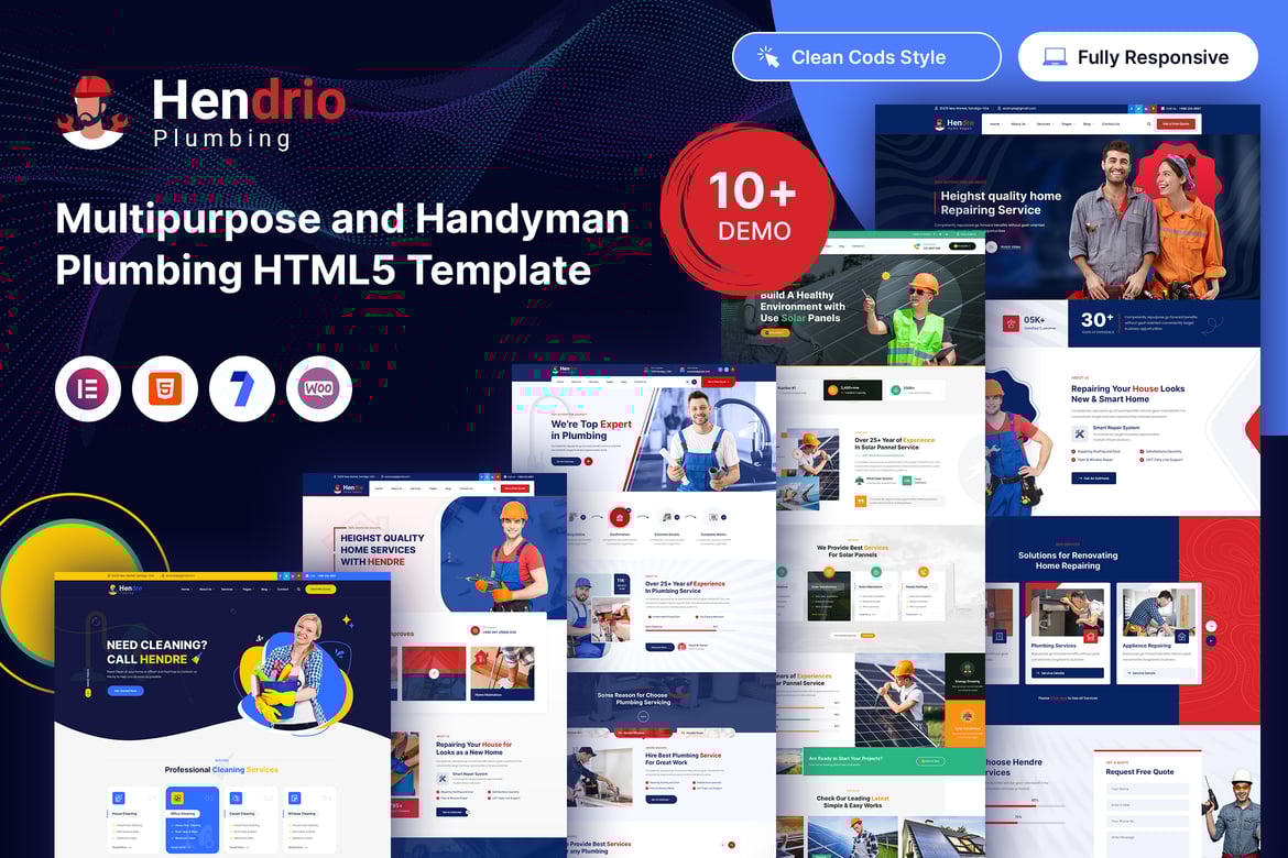 Hendrio — Шаблон HTML5 для разнорабочих и сантехников