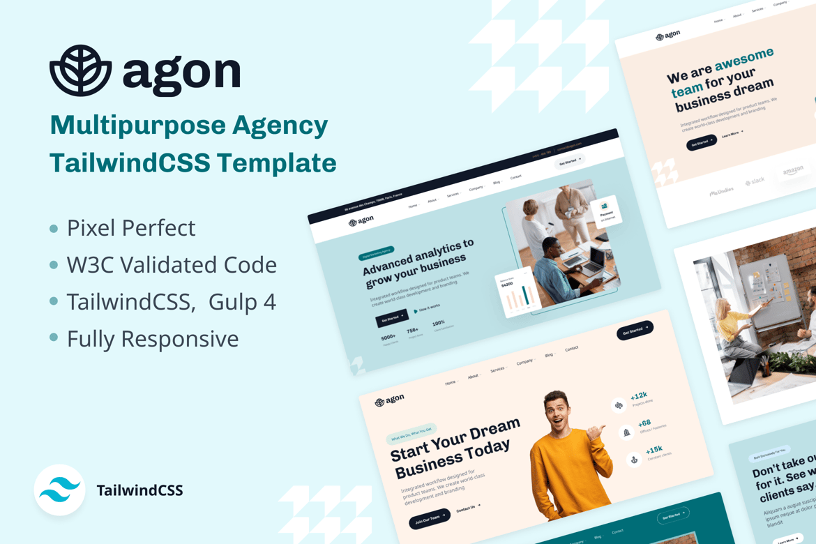Agon - Многоцелевой CSS-шаблон агентства TailWinds