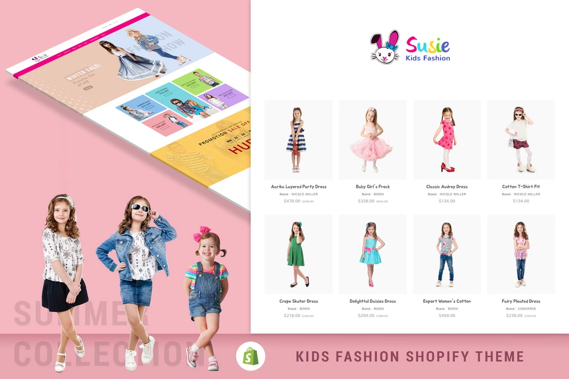 Сьюзи | Тема Shopify, разделенная на детскую моду
