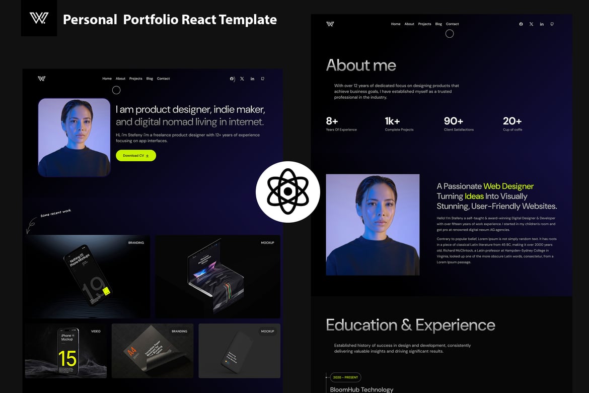 Wize - Шаблон React для личного портфолио