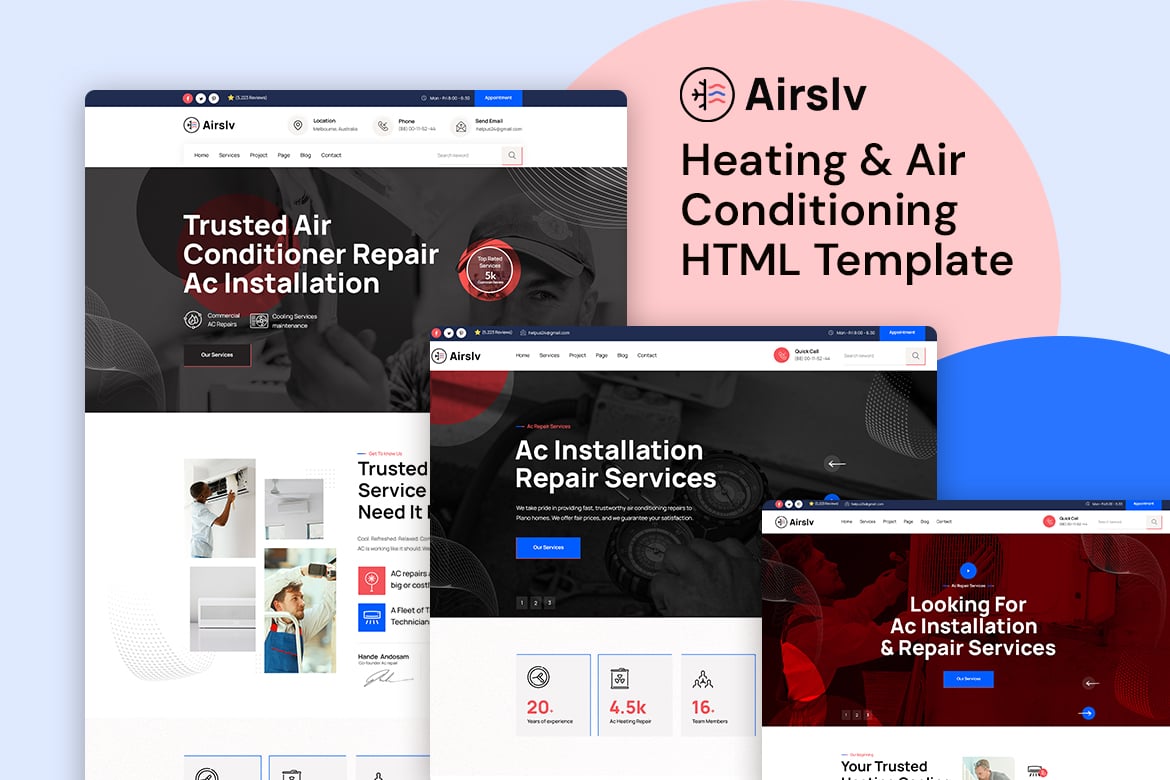 Airslv - Услуги по отоплению и кондиционированию воздуха HTML