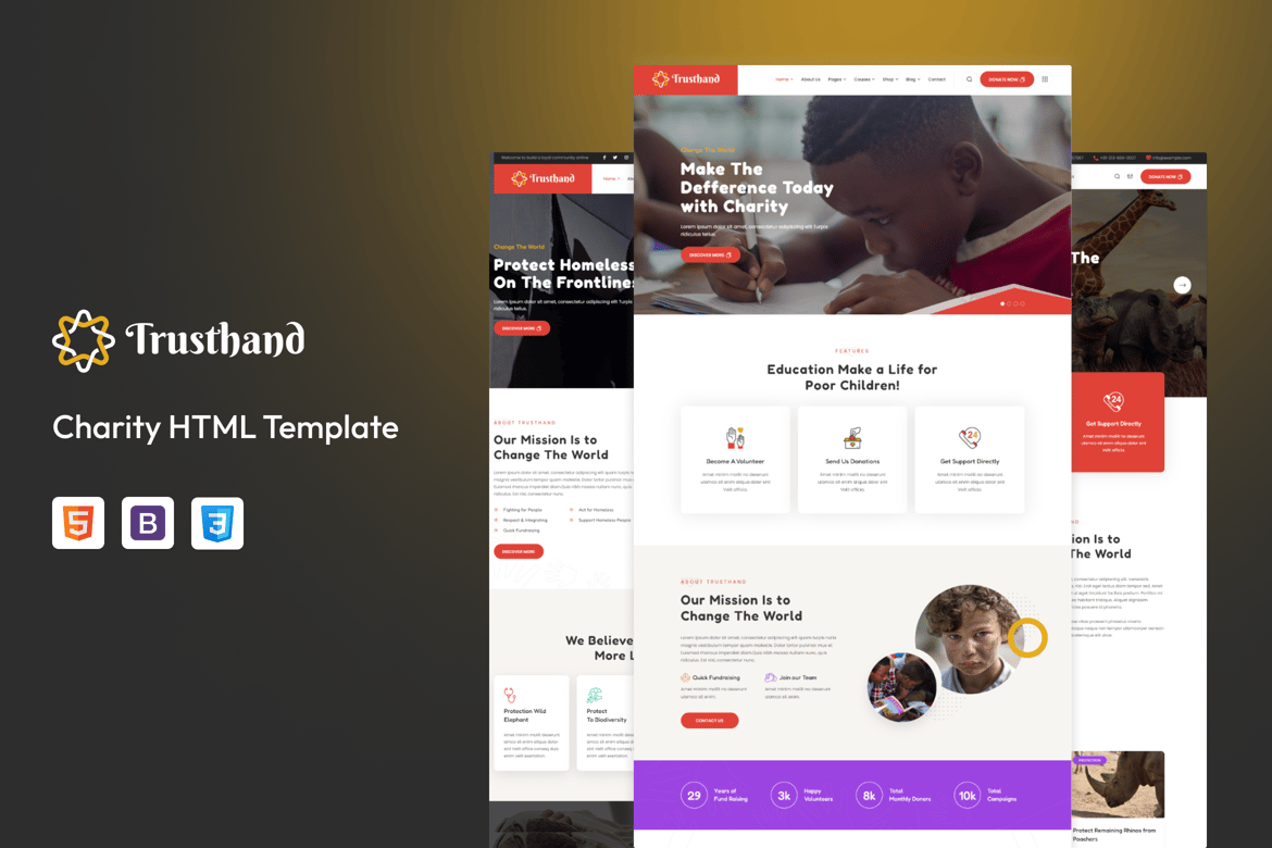 Trusthand - Шаблон HTML для благотворительных организаций