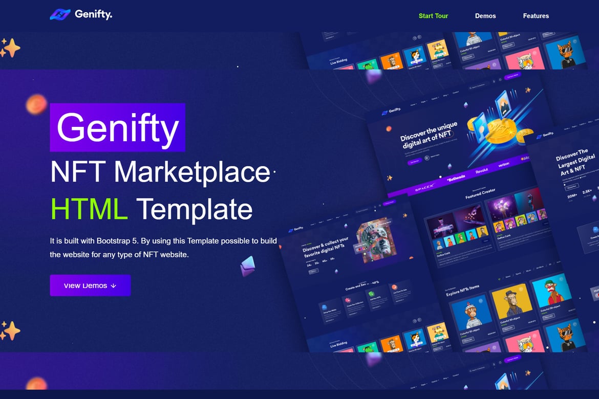 Genifty - HTML-шаблон торговой площадки NFT