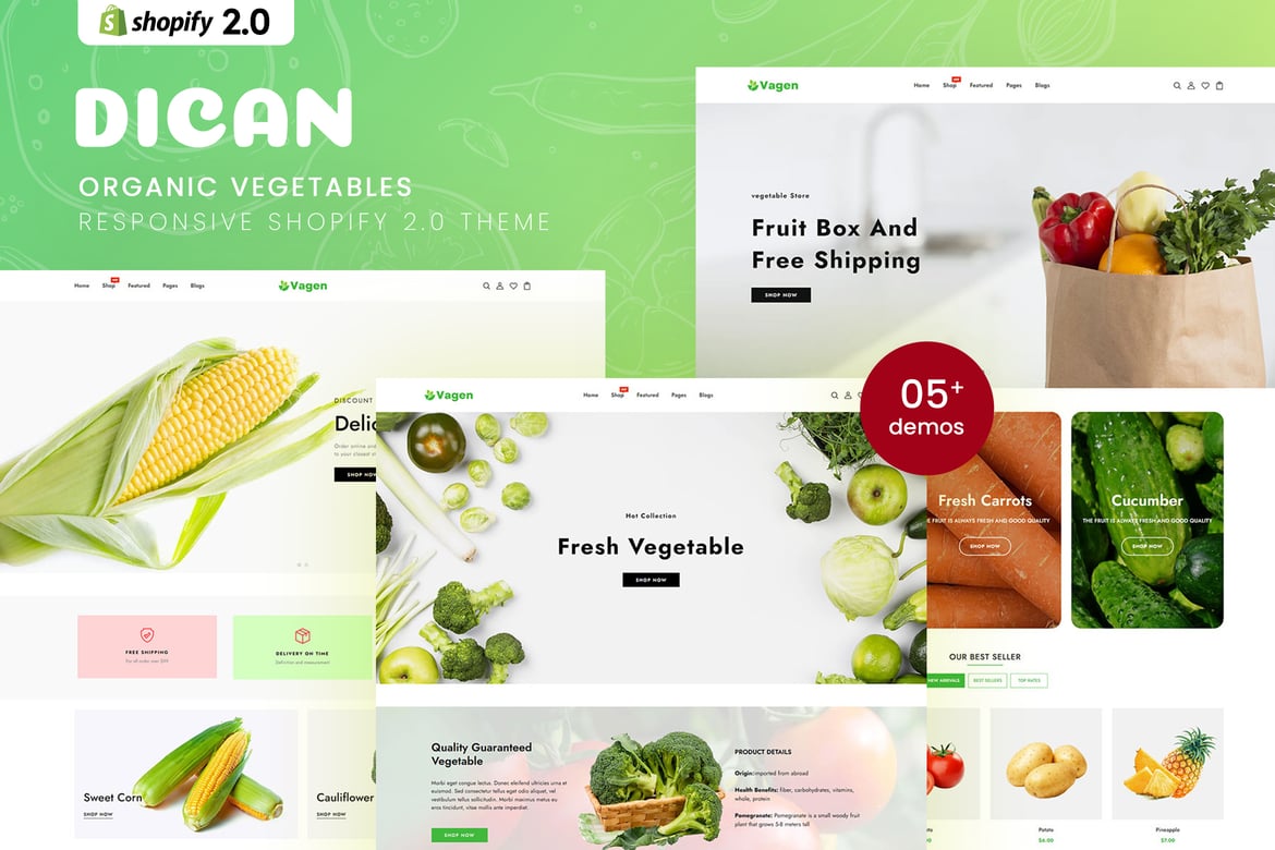 Vagen - Тема Shopify 2.0 для органических овощей