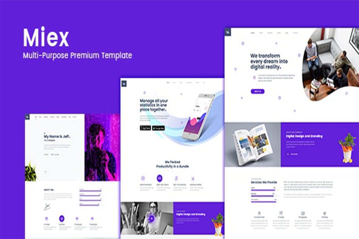 Miex - одностраничный Шаблон агентства