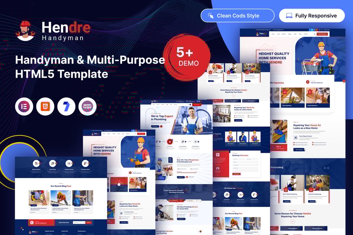 Hendre - Шаблон HTML5 для разнорабочих и многоцелевой