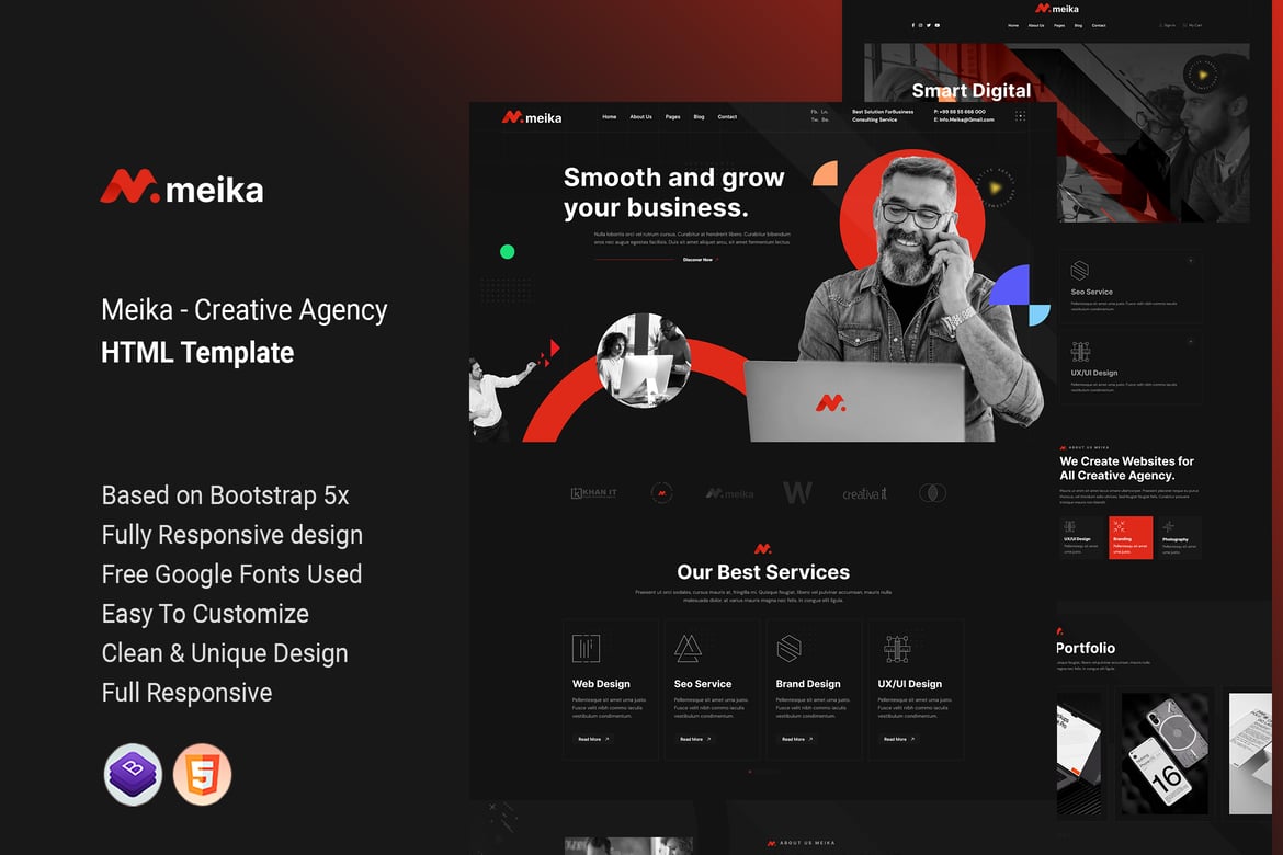 Meika — HTML-шаблон креативного агентства