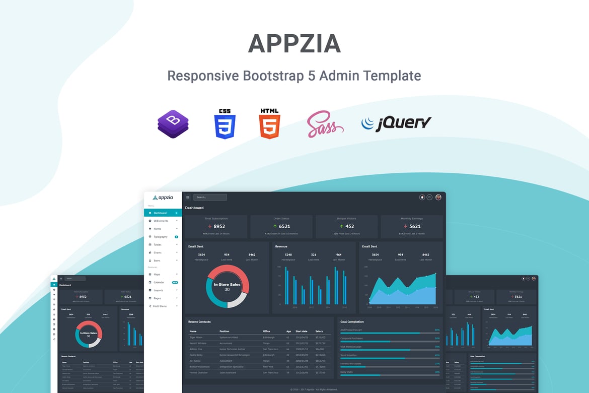 Appzia - отзывчивая панель администратора Bootstrap 5