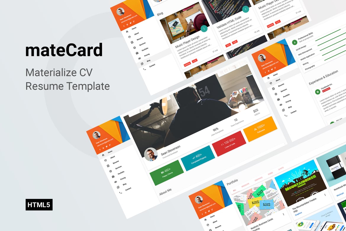 MateCard - материализовать шаблон резюме/резюме