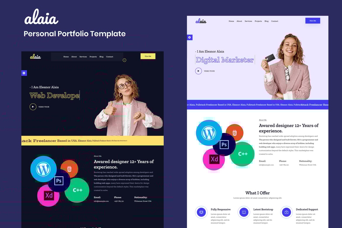 Alaia - Шаблон личного Портфолио