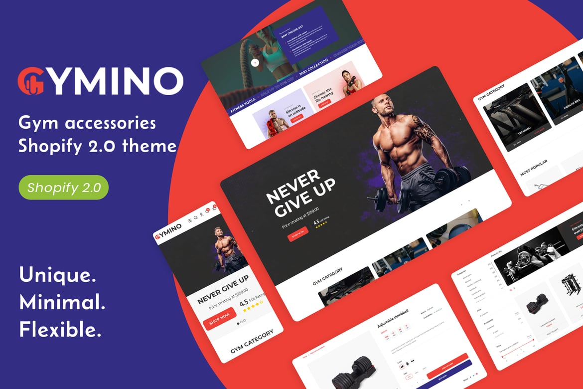 Gymino - аксессуары и оборудование для тренажерного зала Shopify Тема Shopify