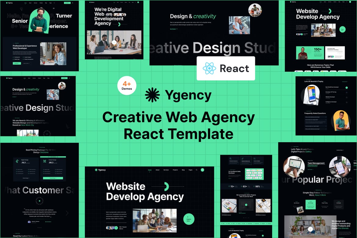 Ygency - Шаблон React NextJS для Агентство веб-дизайна