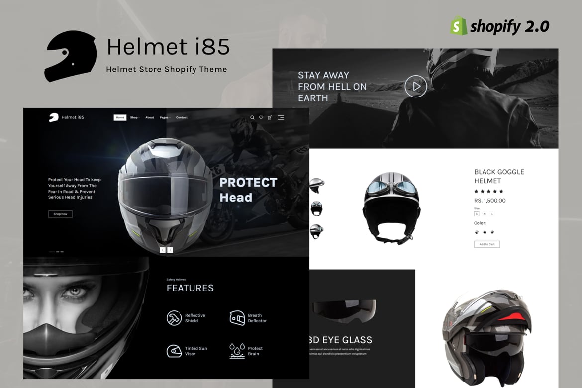 Helmeti - тема Shopify для магазина шлемов