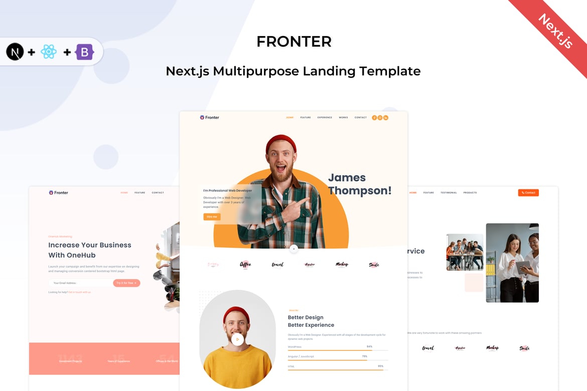 Многоцелевой шаблон лендинга Fronter - Next.js