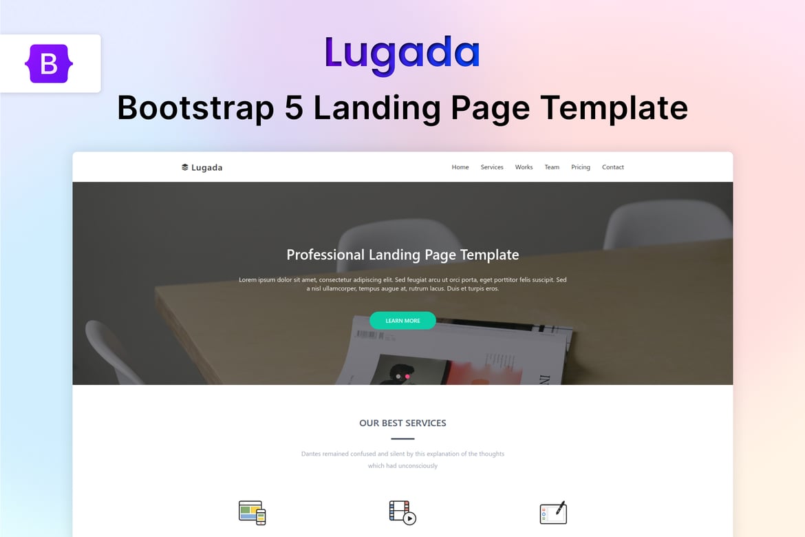Шаблон целевой страницы Bootstrap - Lugada