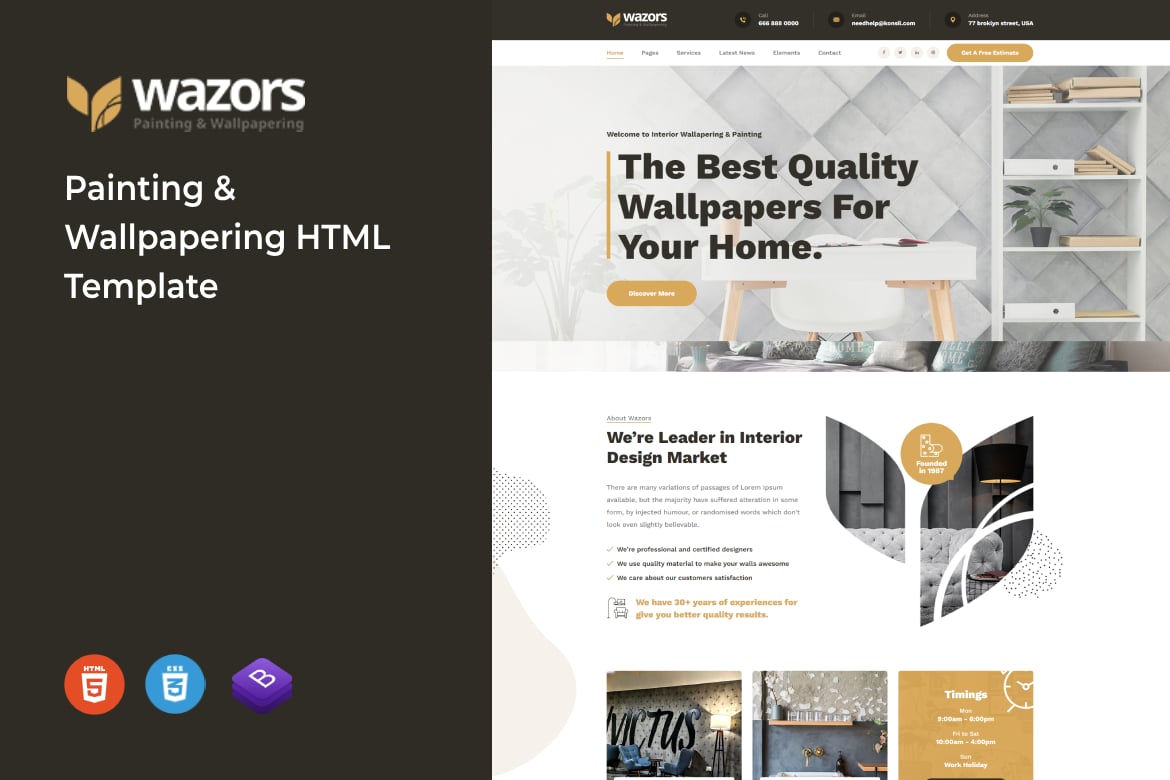 Wazors - HTML-шаблон для рисования и поклейки обоев