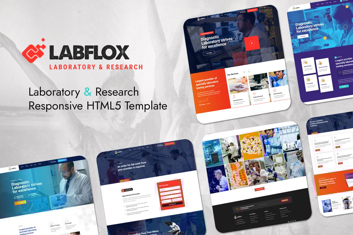 Labflox - адаптивный HTML5 для лабораторий и исследований