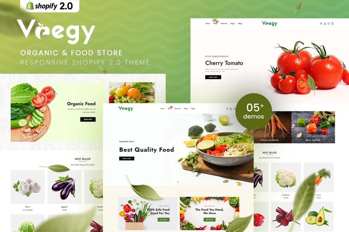 Vaegy - тема Shopify 2.0 для магазинов органических продуктов и продуктов питания