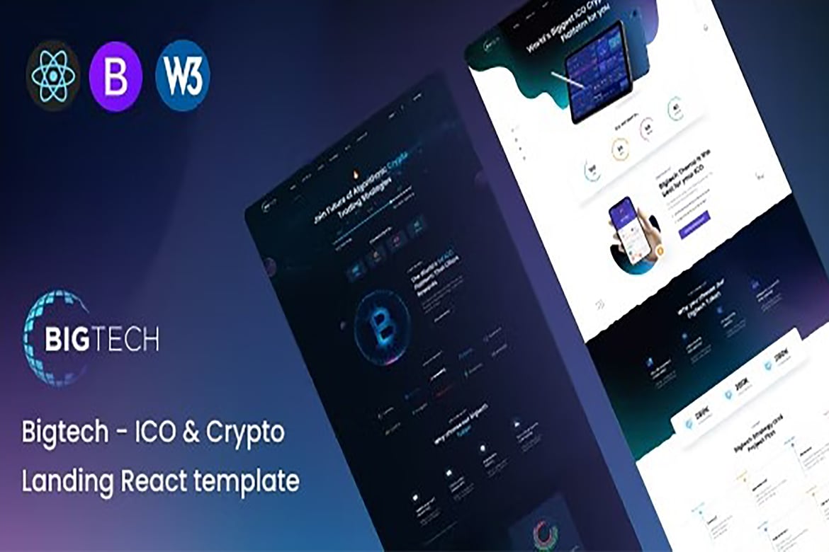 Bigtech - Шаблон React для ICO и криптолендинга