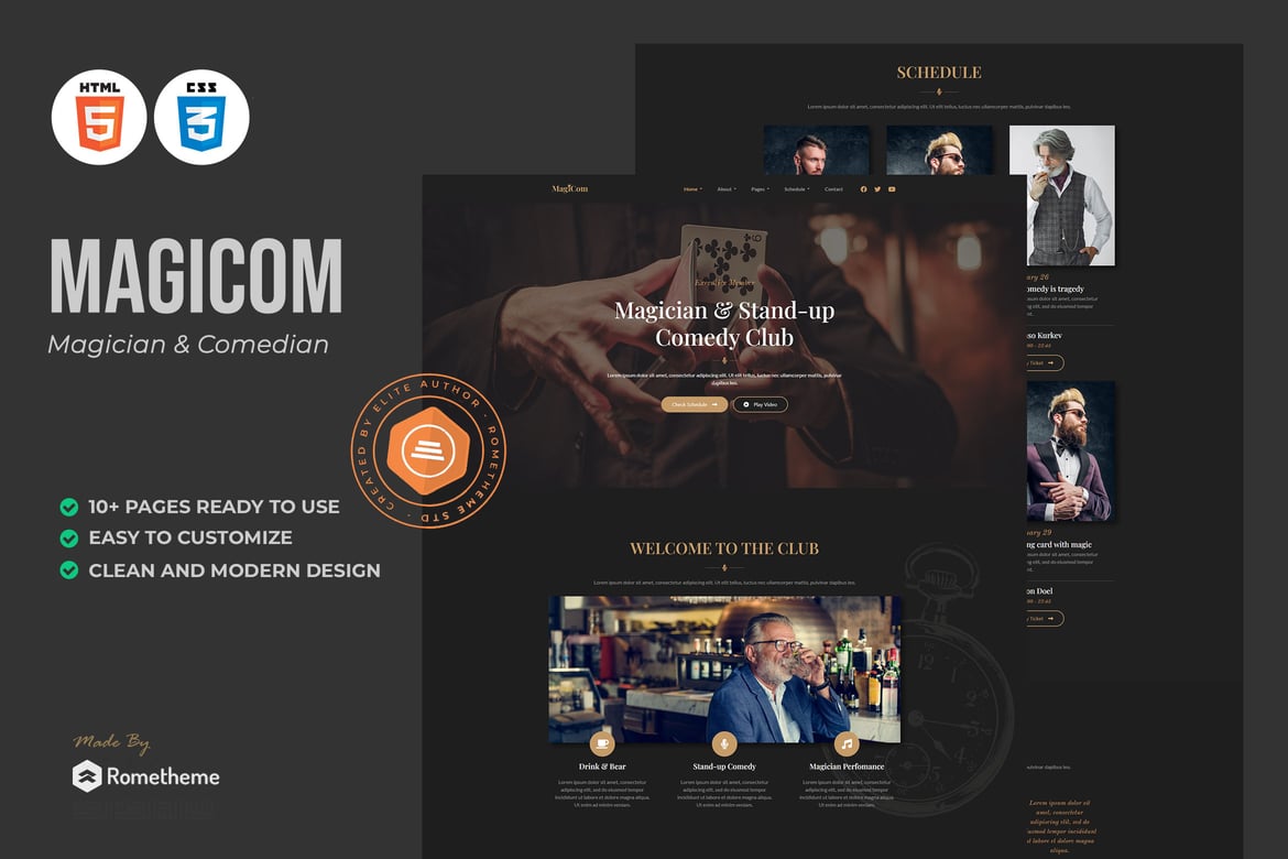Magicom - HTML-шаблон для фокусника и комика