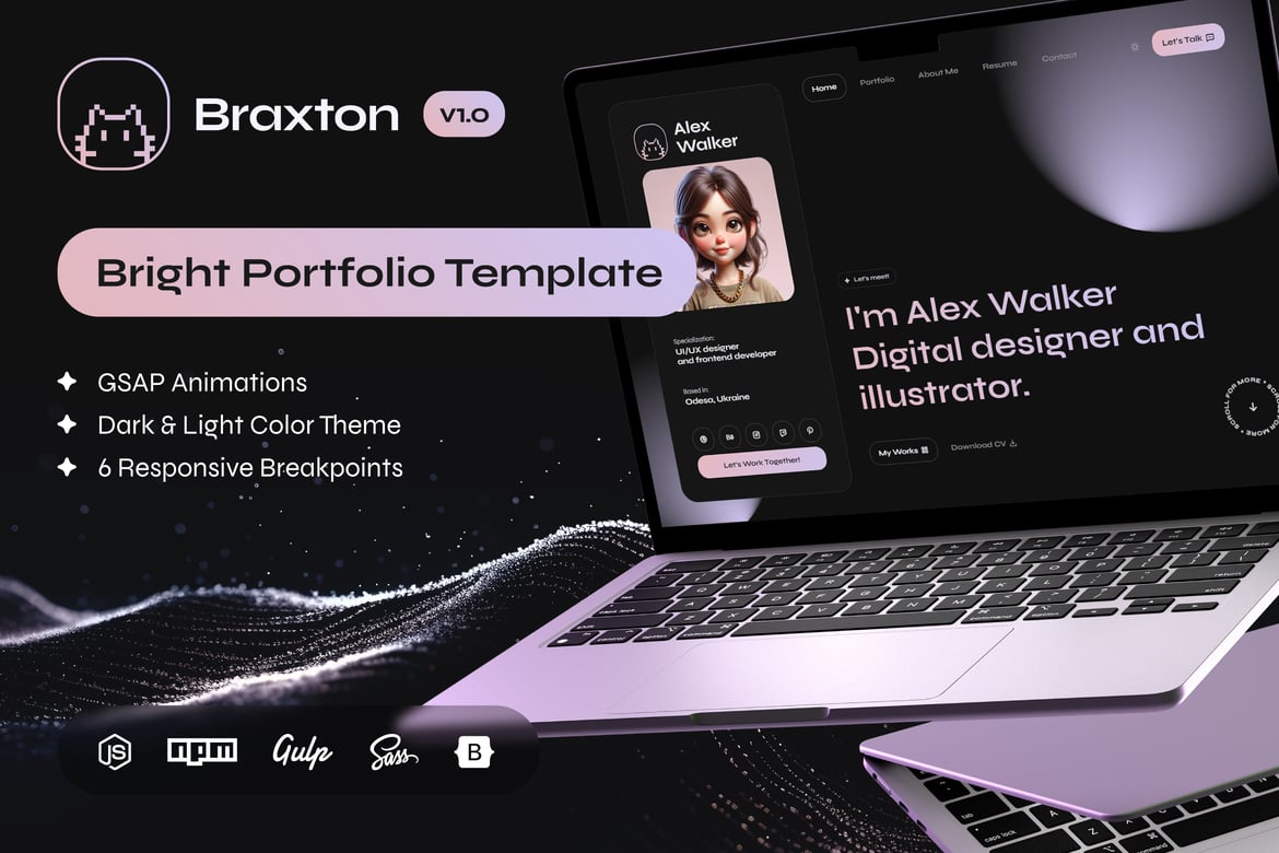 HTML-шаблон личного портфолио и резюме Braxton