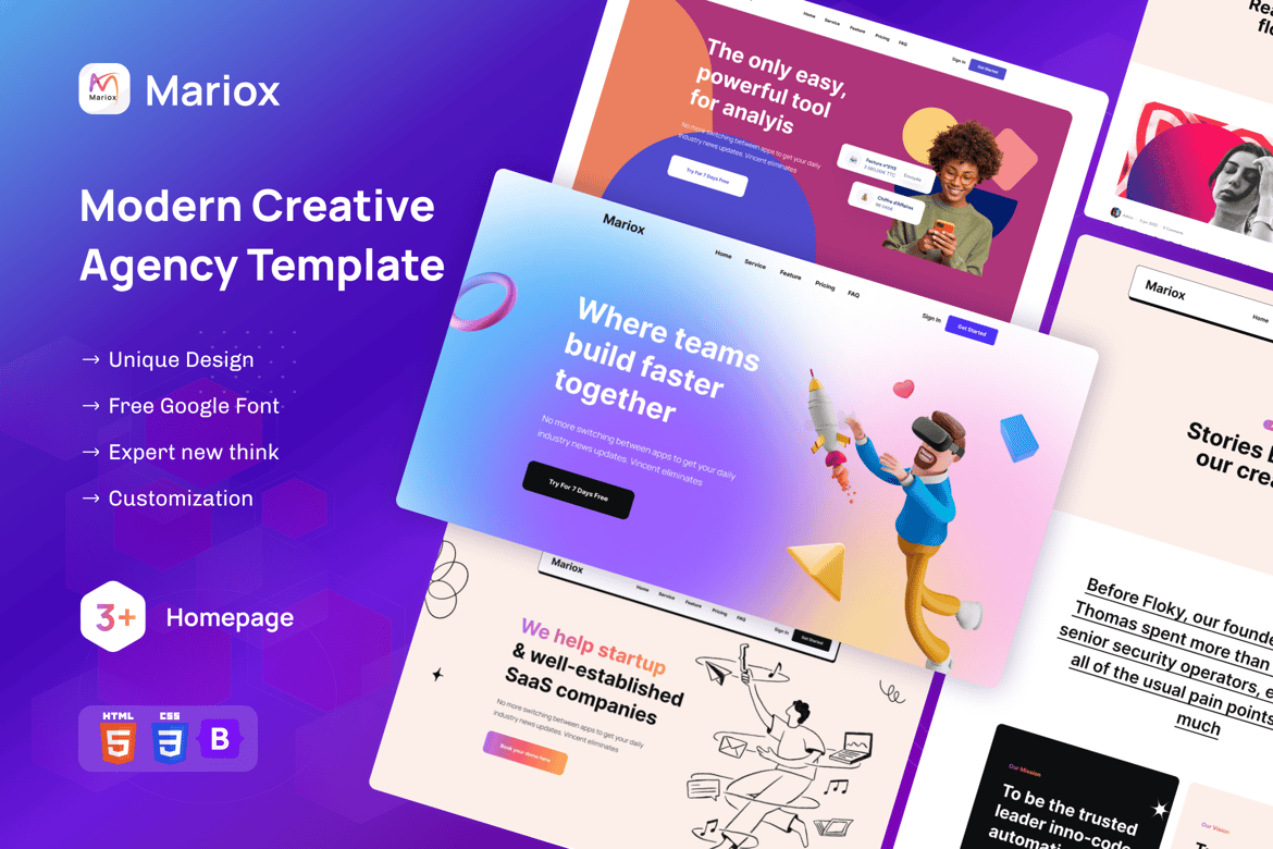 Mariox - Шаблон HTML5 для современного креативного агентства