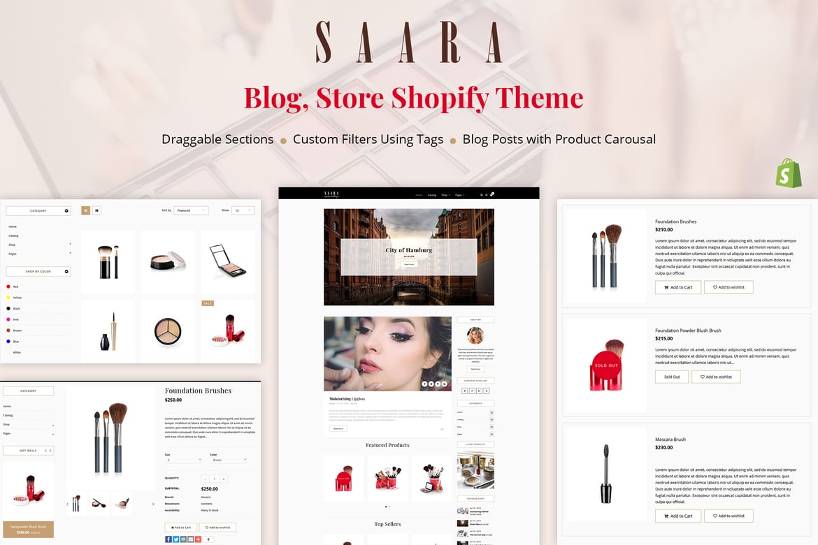 Saara - тема блога, магазина Shopify