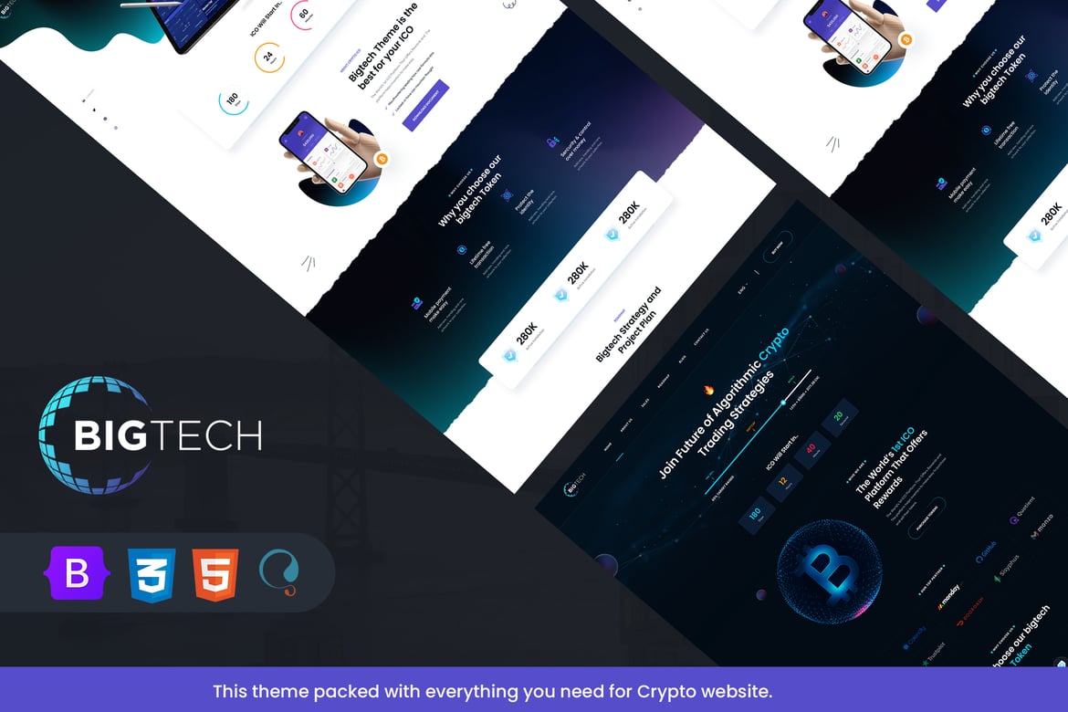 Bigtech - Шаблон целевой страницы ICO и криптовалют