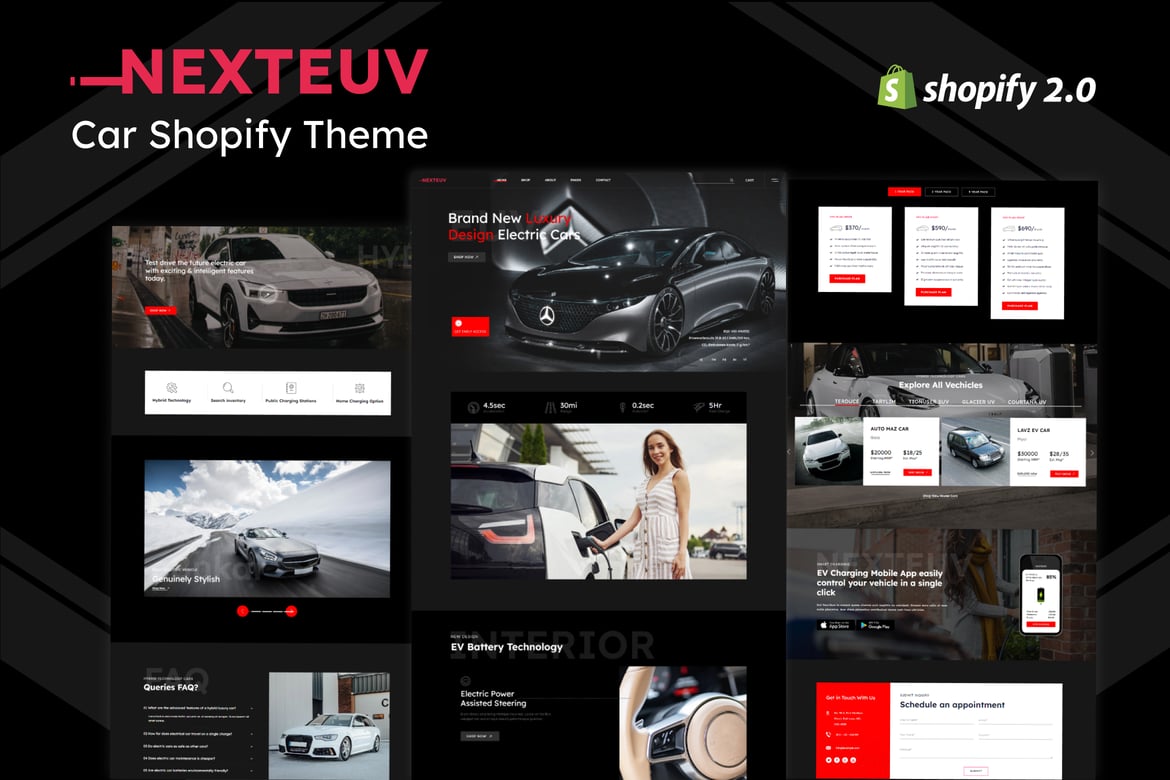 NextEUV - магазин электромобилей, тема Shopify для одного продукта