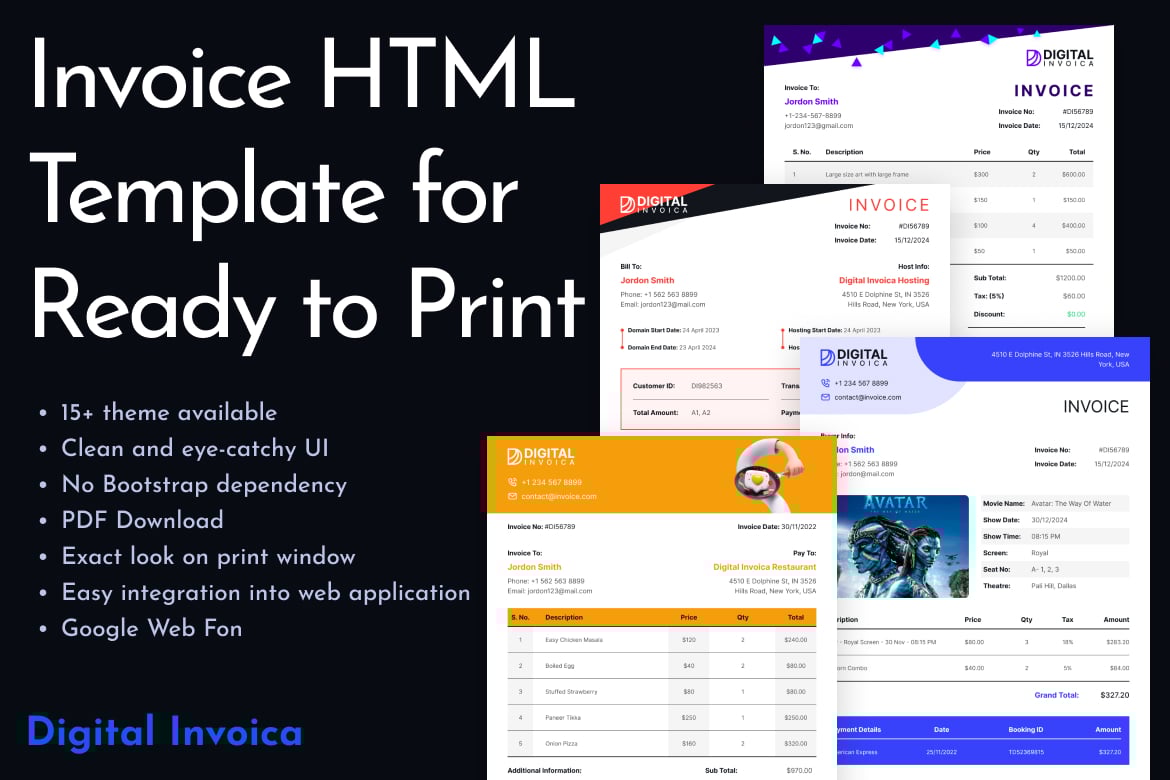 Цифровая счет-фактура — печать HTML-шаблона счета-фактуры