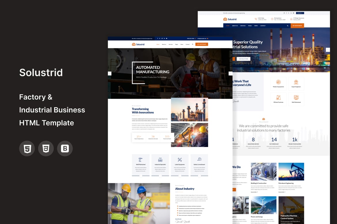 Solustrid - Шаблон HTML для фабрик и промышленности