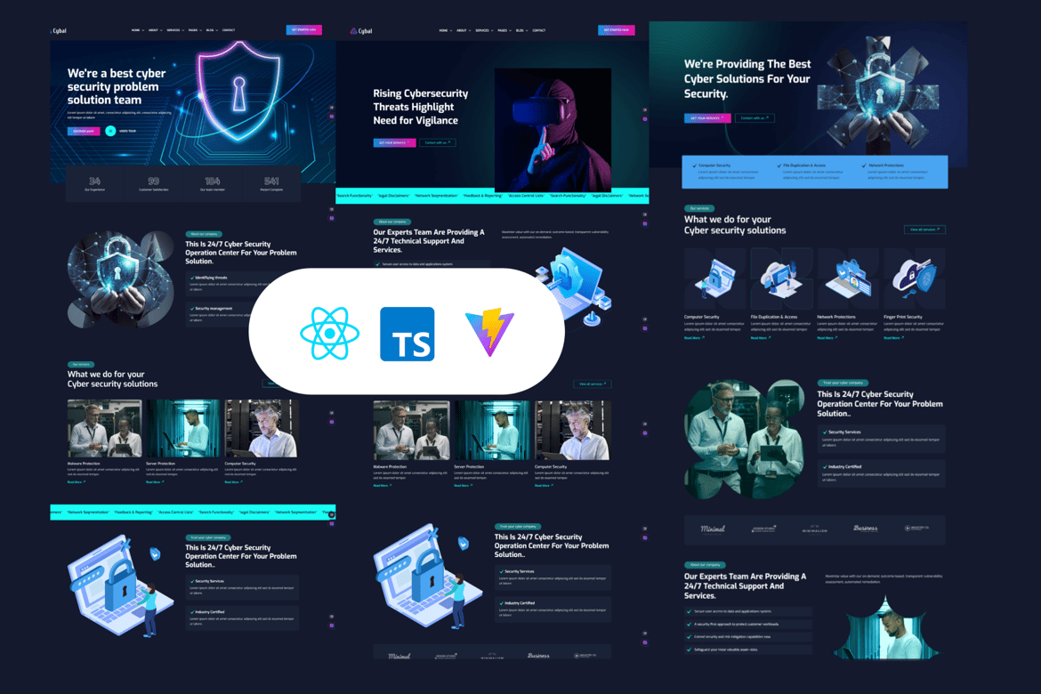 Шаблон React js для кибербезопасности Cybal