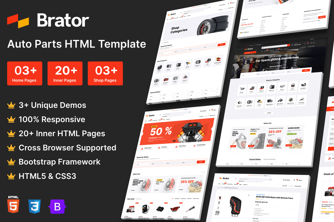 Brator - HTML-шаблон автозапчастей