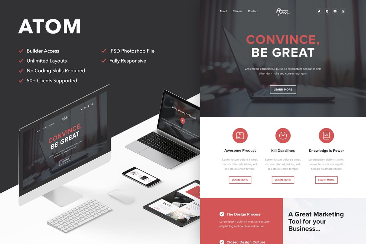 Atom — адаптивная электронная почта и доступ к конструктору тем