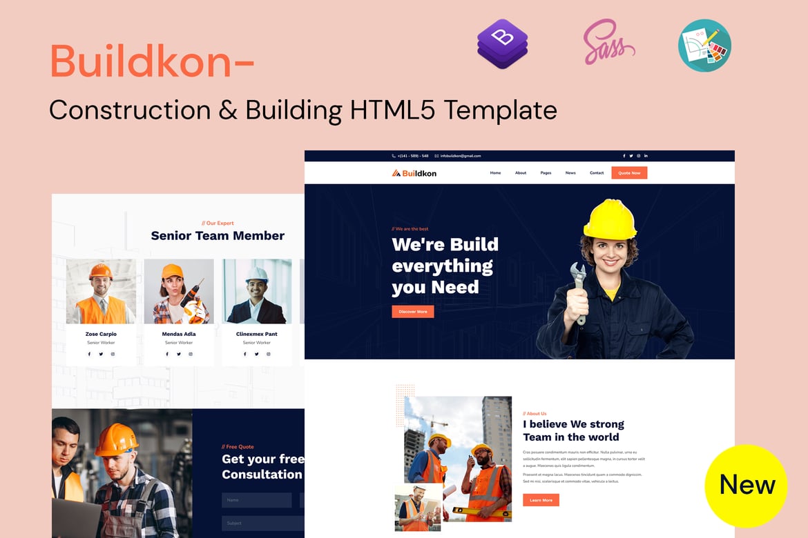 Шаблон HTML5 для строительства и строительства