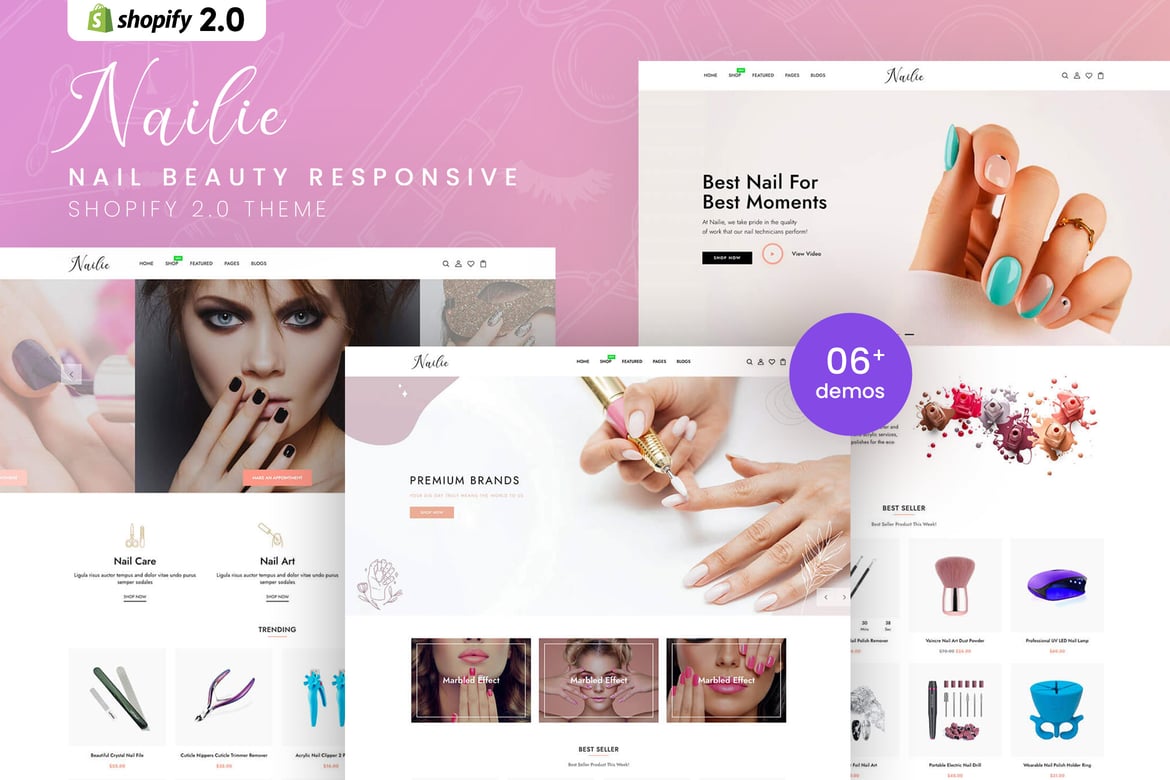 Nailie - Адаптивная тема Shopify 2.0 для красоты ногтей